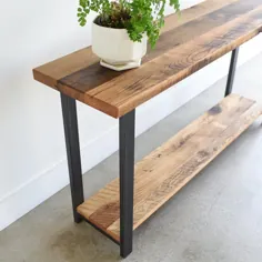 میز کنسول با قفسه پایین / میز مبل چوبی اصلاح شده |  اتسی