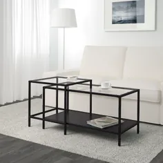 VITTSJÖ میزهای تو در تو ، مجموعه ای از 2 ، قهوه ای سیاه ، شیشه ای ، 35 3 / 8x19 5/8 "- IKEA