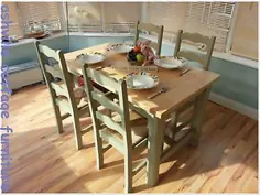 میز کارخانه بلوط جامد بلوط SHABBY CHIC FRENCH COUNTY با کشو و 4 صندلی |  eBay