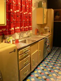 آشپزخانه دهه 1950 |  آشپزخانه قدیمی ، آشپزخانه یکپارچهسازی با سیستمعامل ، دکوراسیون آشپزخانه Farmhouse