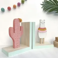 Gender Neutral Llama and Cactus Bookends Bohemian Baby |  اتسی