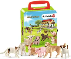SCHLEICH Farm World ، اسباب بازی های حیوانات اهلی مزرعه برای کودکان 3 تا 8 ساله ، ست 7 پارچه ، مجسمه های اسباب بازی حیوانات و جعبه ذخیره سازی کالکتور (77352)