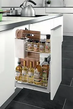 قفسه ادویه جات ترشی جات را در زیر ظرف در قفسه های کابینت آشپزخانه با هدف چند منظوره قرار دهید