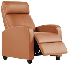 صندلی تختخواب HCB برای مبلمان اتاق نشیمن صندلی های گلایدر نشیمن صندلی مدرن Wingback تک مبل PU چرم با زیر پا (قهوهای مایل به زرد)
