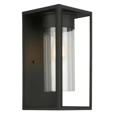Eglo Walker Hill 7.24 in. W x 15 in. H 1-light Matte Black Outdoor Wall Lantern Sconce with Clear Glass-203033A - انبار خانه