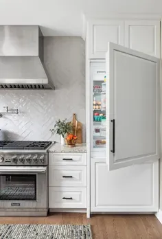 درب یخچال روکش چوب سفید - انتقالی - آشپزخانه