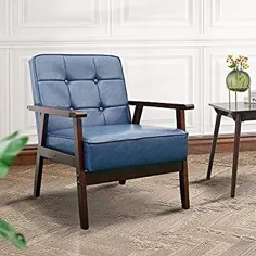 صندلی لهجه ای Okeysen ، صندلی مدرن Mid-Century ، صندلی اتاق نشیمن یکپارچهسازی با سیستمعامل پارچه ای با بغل دستی ، مبل تک نفره چوبی برای اتاق نشیمن. (خاکستری)
