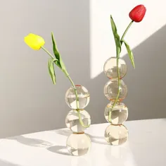 گلدان شیشه ای حبابی ، گلدان جوانه ساقه ای ، گلدان شیشه ای کوچک ، گلدان تزئینی شفاف ، گلدان شیشه ای شفاف ، قطعه گلدان شیشه ای ، گلدان شیشه ای دست ساز
