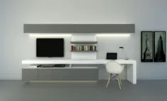 مدول  Composicion Tv con escritorio www.modulus.com.ar |  تلویزیون اتاق نشیمن ، تلویزیون در اتاق خواب ، طراحی دفتر خانه