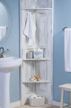 این قفسه های گوشه ای حمام را از درهای دو برابر بگیرید