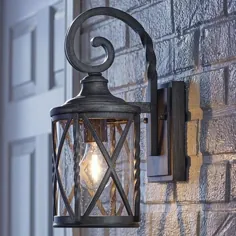 Home Decorators Collection 1-Light Pewter Antique Pewter 14.5 in. Outdoor Wall Lantern Sconce with Seeded Glass-7953HDCAPDI - The Home Depot