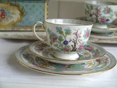نعلبکی و بشقاب چای Vintage Tea Cup Vintage Tea Trio set by |  اتسی