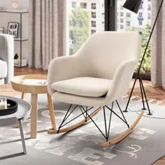 صندلی گهواره ای اثاثه یا لوازم داخلی SoftR با پایه های چوب جامد ، بژ - Walmart.com