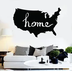 Vinyl Wall Decal نقشه ایالات متحده آمریکا تابلو تزئینات اتاق نشیمن هدیه بی نظیر نقاشی دیواری (ig3706)