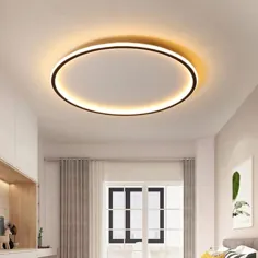 سبک نوردیک دیسک LED چراغ سقفی 16 اینچی لامپ آلومینیومی سیاه و سفید در نور گرم نزدیک به چراغ های سقفی