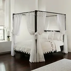 سایبان تختخواب پلی استر One Allium Way® Ahren ، پلی استر سفید ، اندازه استاندارد / دوقلو کامل / دو ملکه کینگ |  Wayfair
