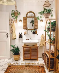 دکوراسیون داخلی Boho Home در اینستاگرام: "از طریق @ homely_decors⁠ ⠀ ⁠ من این حمام را با همه گیاهان زیبا دوست دارم !!  خوشتون میاد ؟؟ ⠀ .⁠⠀ .⁠⠀. us .⁠⠀ مارا دنبال کنید @ Interior_boho⁠ ⠀ .⁠⠀؟... "