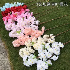 29.99 دلار آمریکا | 5 قطعه 110 سانتی متر 3 چنگال شکوفه های گیلاس متراکم با برگ گل ابریشم گل های تزئینی گل های تزئینی خانه | گل های مصنوعی و خشک |  - AliExpress