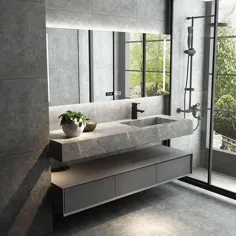 طراحی هتل حمام غرور دال سنگ سنگ ضد حوضه داخلی و کابینت آینه led