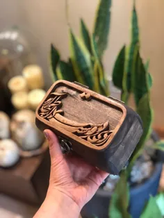 صندوقچه جواهرات چوبی منبتکاری کالیگرافی