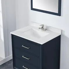 OVE Decors Ireland 30 in Midnight Blue Undermount Single Sink حمام غرور با سنگ سفید مهندسی بالا Lowes.com