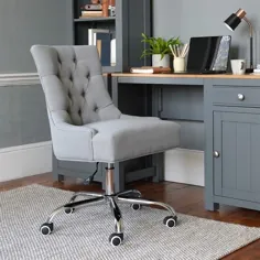 صندلی روتختی دفتر - پارچه کتانی خاکستری