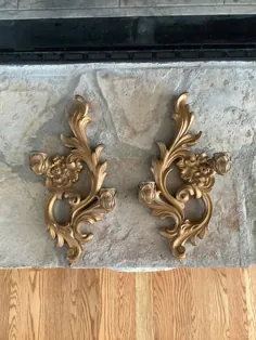 Vintage Pair of Chalkware Wall Sconces Chalkware Wall |  اتسی