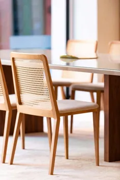 سبک حداقل ، صندلی چوبی جامد ، صندلی های مخصوص پارچه ، تخته پشت کنسرو