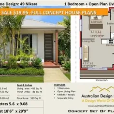 361 فوت مربع |  نقشه های طراحی خانه استودیو برای فروش |  فایلهای PDF & DWG |  بارگیری فوری