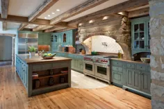 آشپزخانه گرمسیری گرمسیر با مزرعه چوبی و سنگی در پنسیلوانیا
