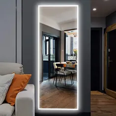 آینه LED NeuType 65 "x22" آینه تمام طول آینه آرایش مستطیل بزرگ اتاق نشیمن آینه اتاق نشیمن با دکمه لمسی و دوشاخه ، روشنایی قابل تنظیم ، کم نور شدن شیشه ، ضد شیشه ، ضد مه