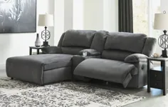 Clonmel Charcoal Console Small Reclining LAF Sectional