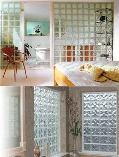 دیوارهای بلوک شیشه ای برای طراحی حمام روشن و مدرن