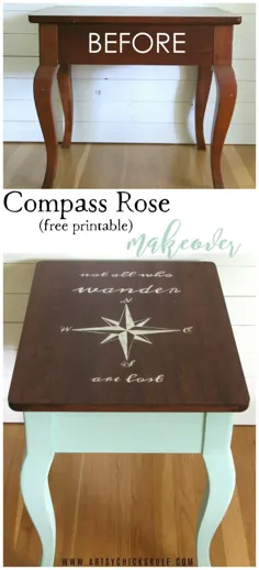 Make Make Table End Compass (با رنگ Dixie Belle) - Artsy Chicks Rule®