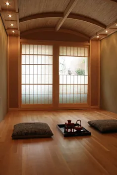 اتاق چای سنتی ژاپنی همچنین به عنوان یک اتاق مراقبه آرام - دکوراسیون