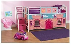 قاب تختخواب سفری IndianaSeven Loft با Playhouse برای کودکان همراه با جیب های ذخیره سازی ، نردبان کناری ، بنفش / صورتی