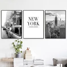 پوستر سیاه و سفید New York City Wall Street Scenery Canvas چاپ پوسترها و تصاویر چاپی برای دکوراسیون اتاق نشیمن - دیوارپوش ها - زندگی خانه خود را تزئین کنید