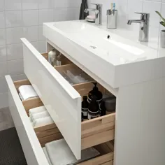 کابینت سینک ظرفشویی GODMORGON / BRÅVIKEN با 2 کشو ، سفید براق ، شیر آب Brogrund ، 39 3 / 8x18 7 / 8x26 3/4 "- IKEA