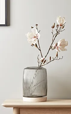 گلدان شیشه ای فلوت شده - خاکستری