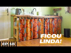 FIZEMOS UMA BANCADA DE COZINHA de Madeira com Cortina - DIY |  Ep  16