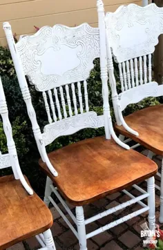 صندلی های پشتی فشرده بلوط نقاشی شده گچ