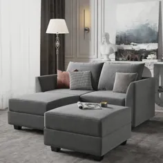 کاناپه مقطعی قابل تبدیل HONBAY Loveseats با تخته مبل برای فضای کوچک