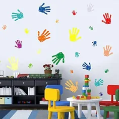 برچسب های دستی رنگی BUCKOO برچسب تزئینی دیواری ، رنگ پوست کوچک و بزرگ چاپ دستی رنگارنگ کوچک و بزرگ Happy DIY نصب آسان تابلوچسبها ، اتاق بازی کودک یا دکوراسیون اتاق کودکان