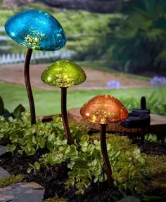 مجموعه فروش 3 عدد قارچ خورشیدی خورشیدی عطارد LOOK Pathway Yard Art Garden Stake برای فروش آنلاین |  eBay