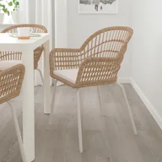 صندلی NILSOVE / NORNA با پد صندلی ، سفید خیزران ، طبیعی Laila - IKEA