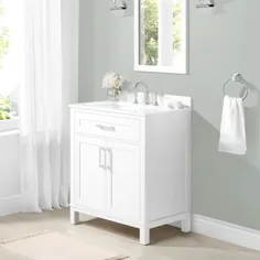 گزینه های سبک Burke 30-in White Undermount تک ظرفشویی حمام غرور با سنگ مهندسی سفید بالا Lowes.com