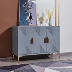 کابینت مدرن کفش ذخیره سازی کفش آبی با درها و قفسه ها با رنگ طلای کوچک