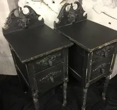 Gothic Antique Skull Nightstands WORK SAMPLE حمل رایگان |  اتسی