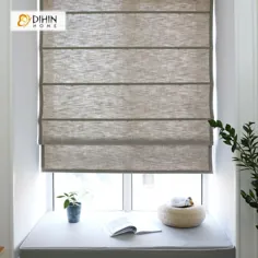 سایه های رومی چاپ شفاف قهوه ای DIHIN HOME ، پرده های قابل شستشو با نصب آسان ، پرده پنجره سفارشی ، 24
