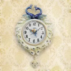 ساعت دیواری طاووس بهترین آونگ لوکس Vintage Large سفید / نقره ای
